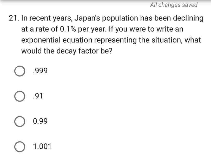 21. in recent years, japans population has been declining at a rate of …