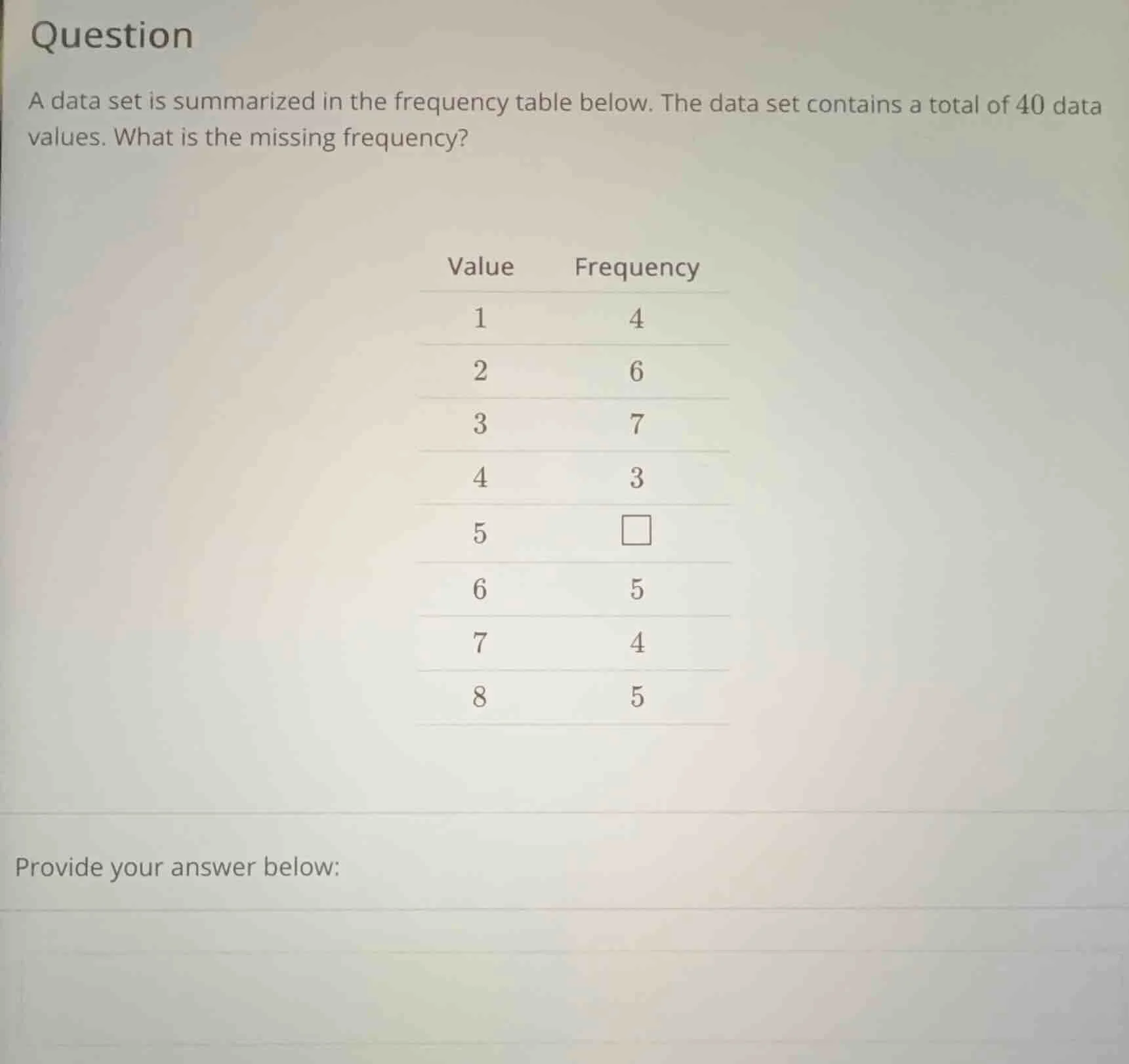question a data set is summarized in the frequency table below. the dat…