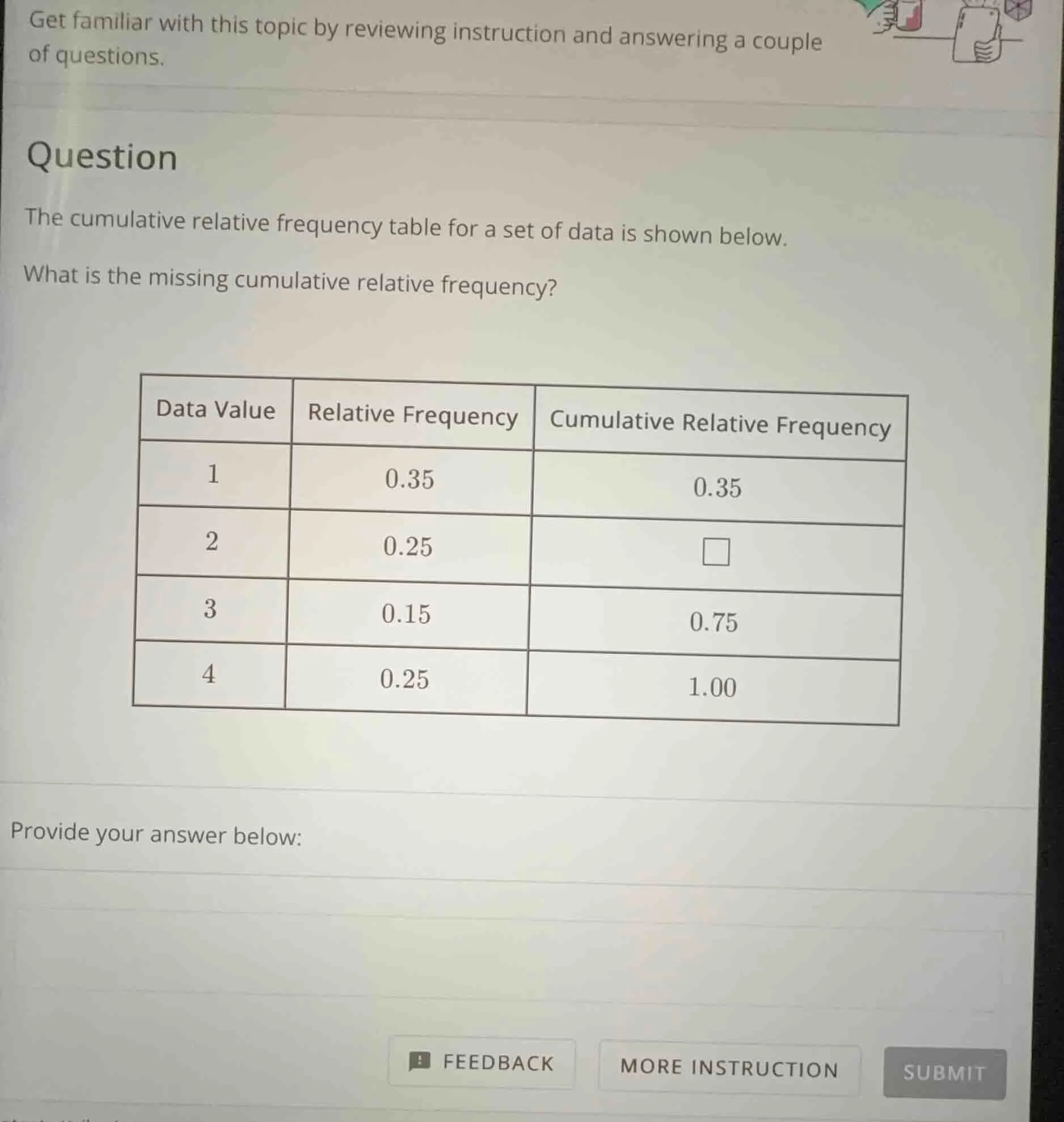 get familiar with this topic by reviewing instruction and answering a c…