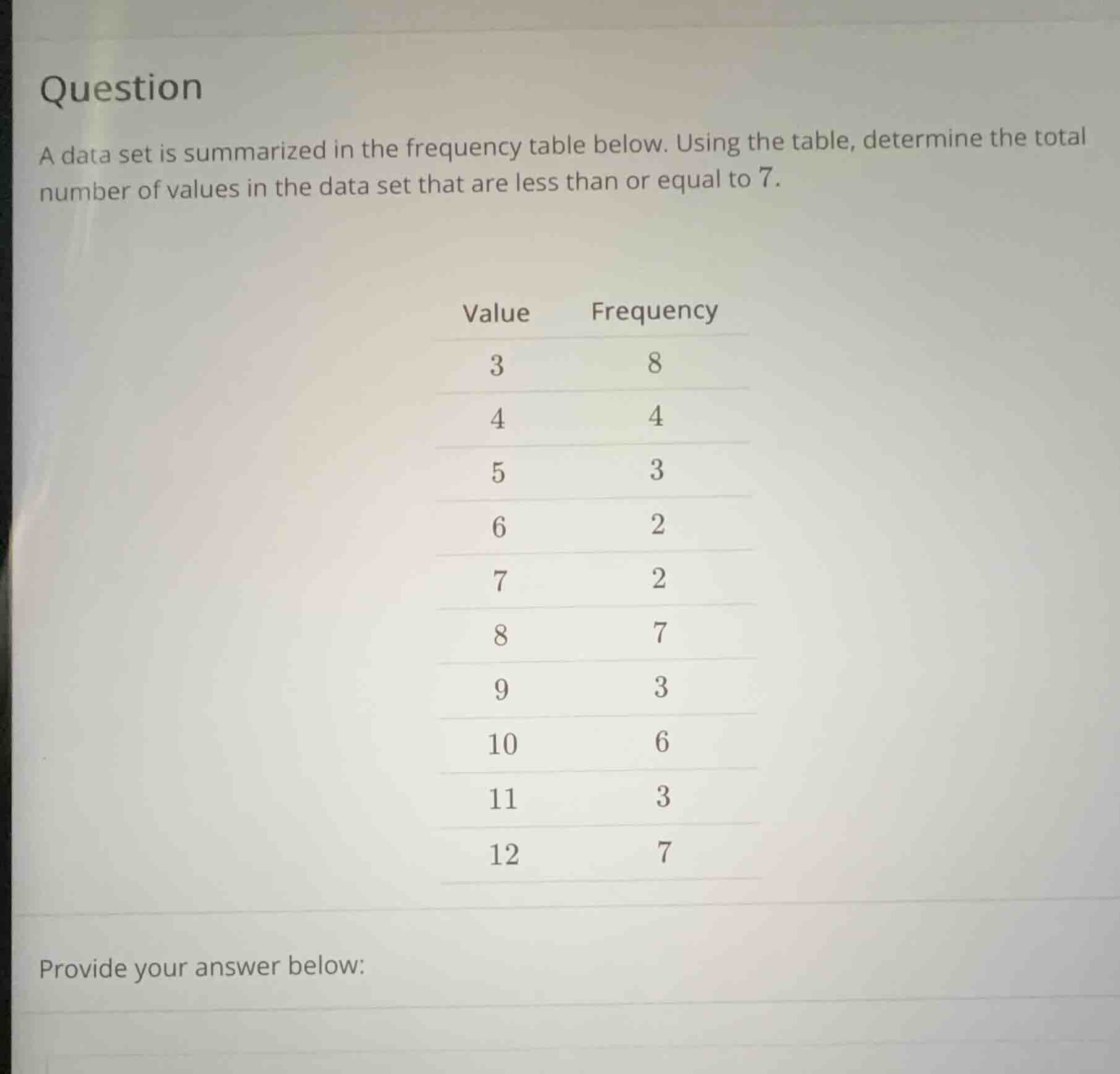 question a data set is summarized in the frequency table below. using t…