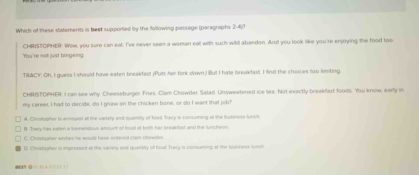 which of these statements is best supported by the following passage (p…