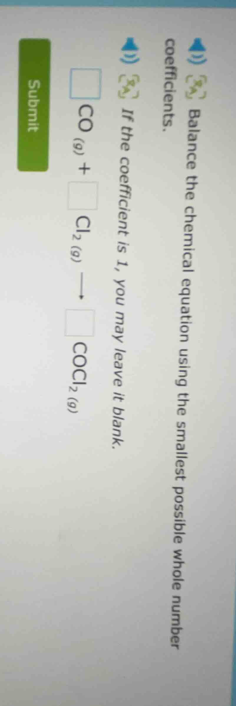 balance the chemical equation using the smallest possible whole number …