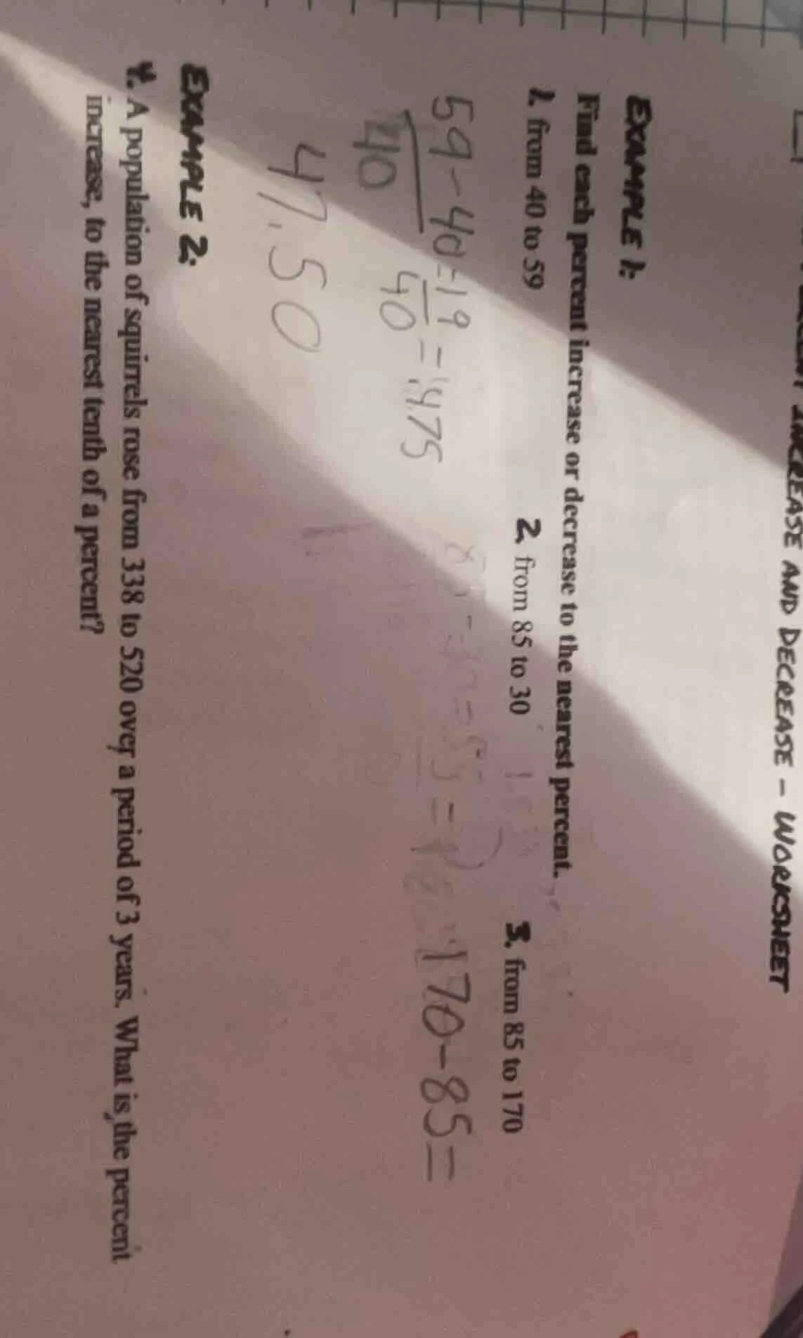 example 1: find each percent increase or decrease to the nearest percen…