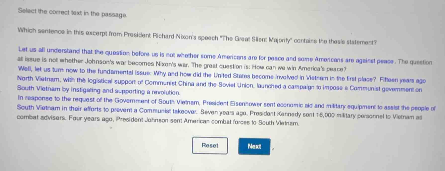 select the correct text in the passage. which sentence in this excerpt …