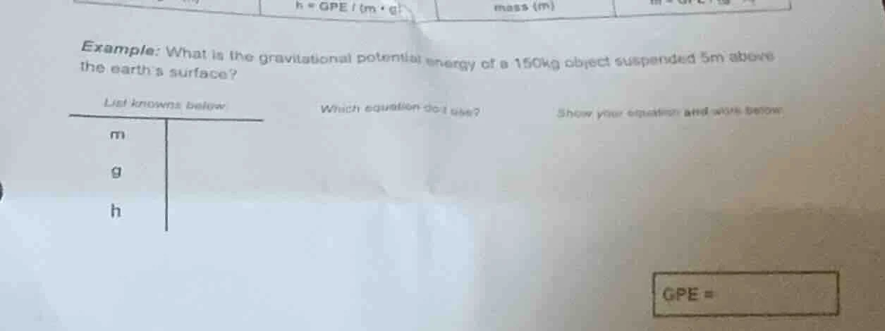 example: what is the gravitational potential energy of a 150kg object s…