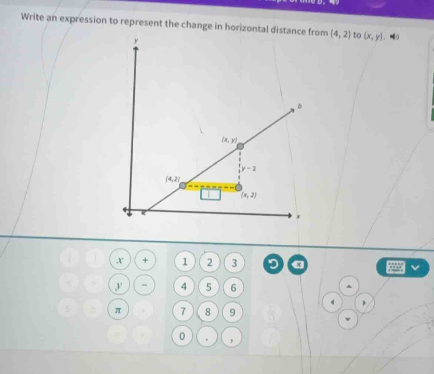 write an expression to represent the change in horizontal distance from…