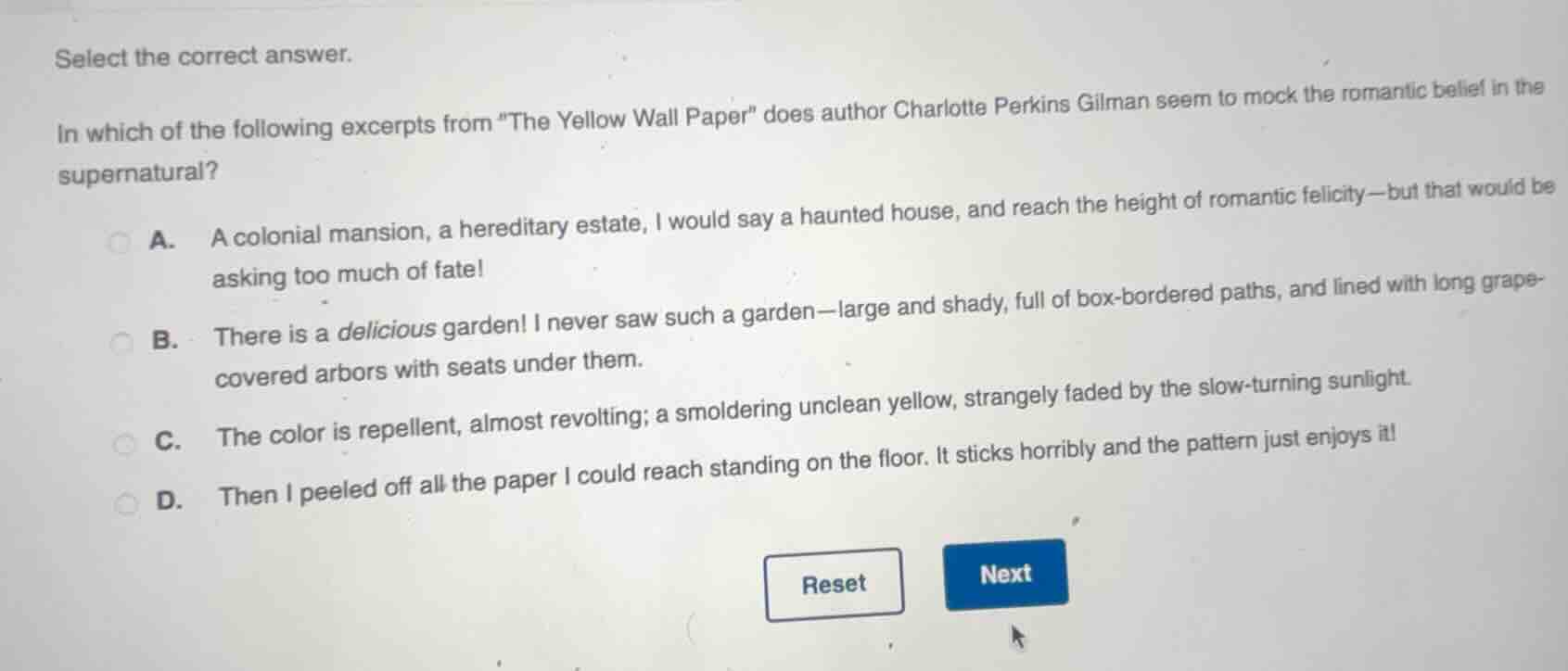 select the correct answer. in which of the following excerpts from \the…