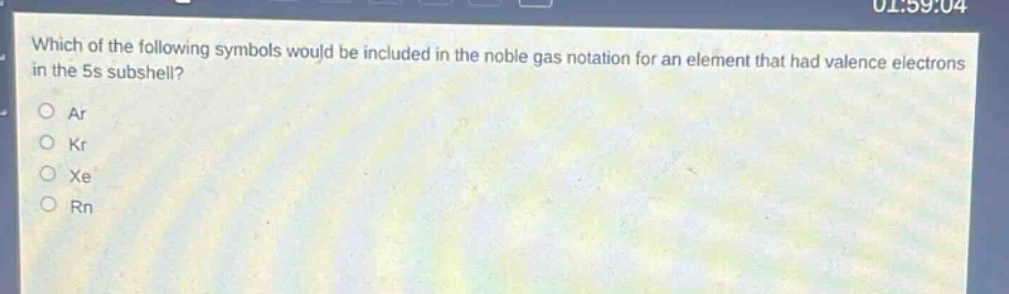 which of the following symbols would be included in the noble gas notat…