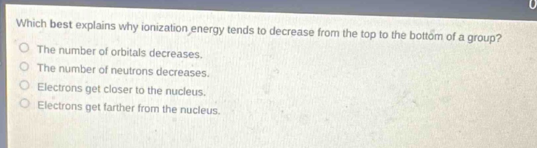 which best explains why ionization energy tends to decrease from the to…