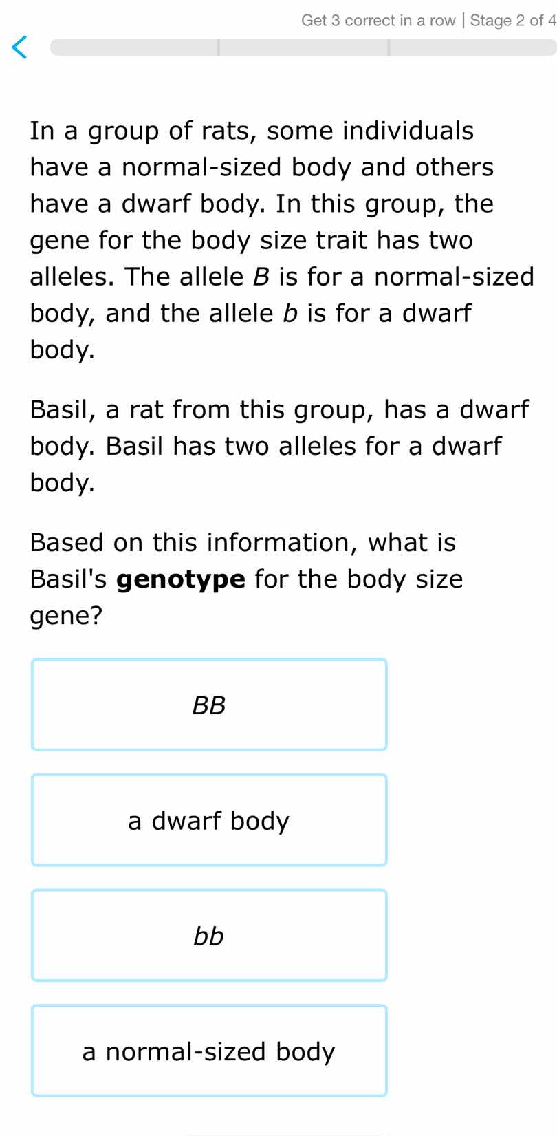 in a group of rats, some individuals have a normal - sized body and oth…