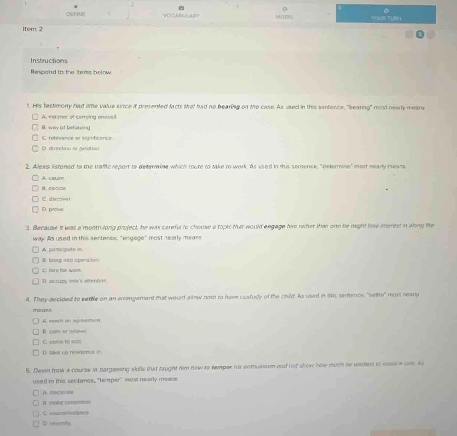 item 2 instructions respond to the items below 1. his testimony had lit…