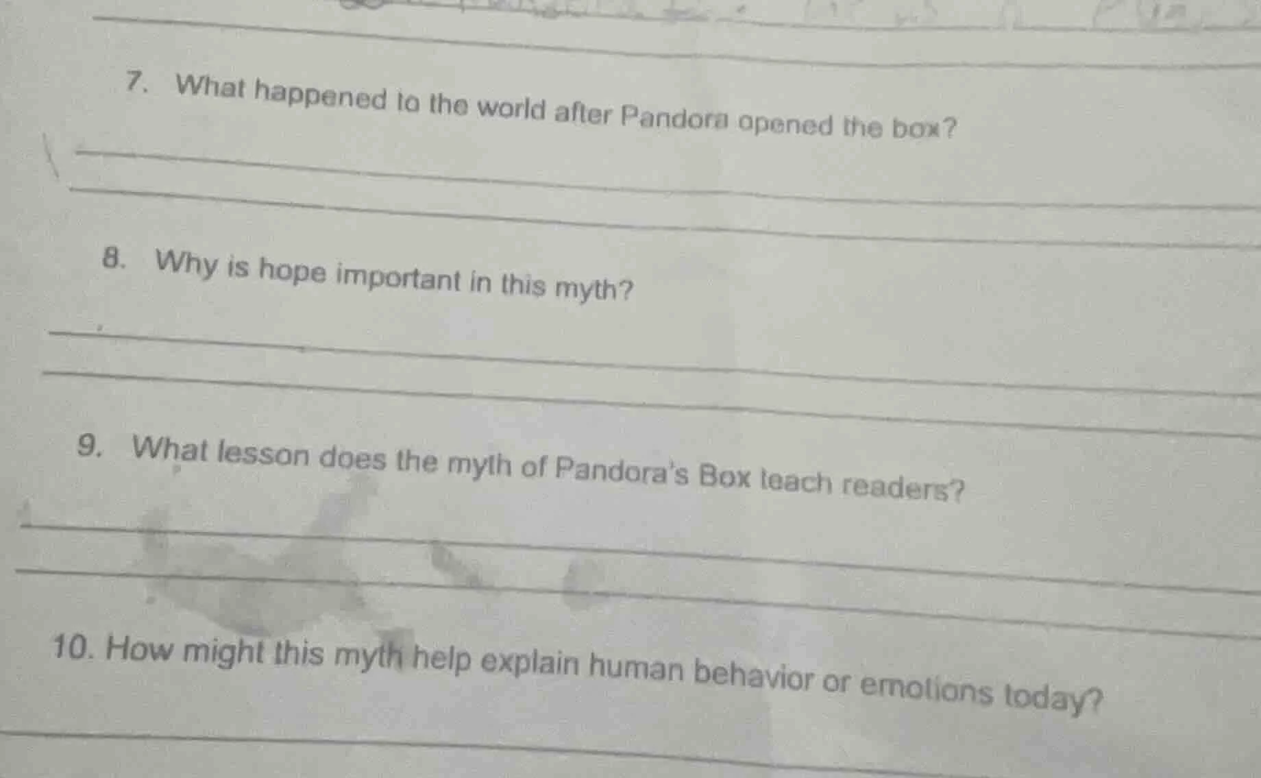 7. what happened to the world after pandora opened the box? 8. why is h…