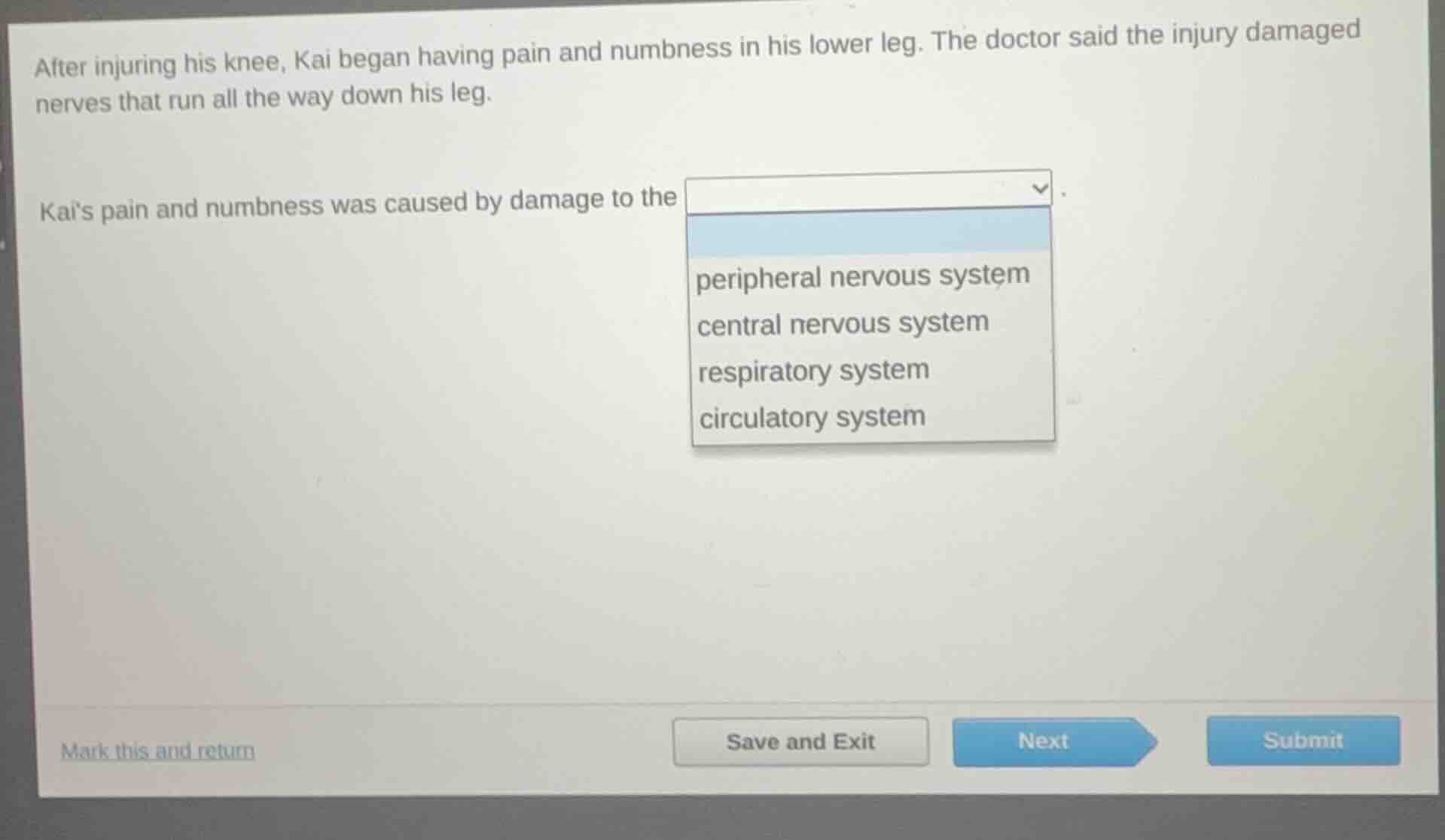 after injuring his knee, kai began having pain and numbness in his lowe…