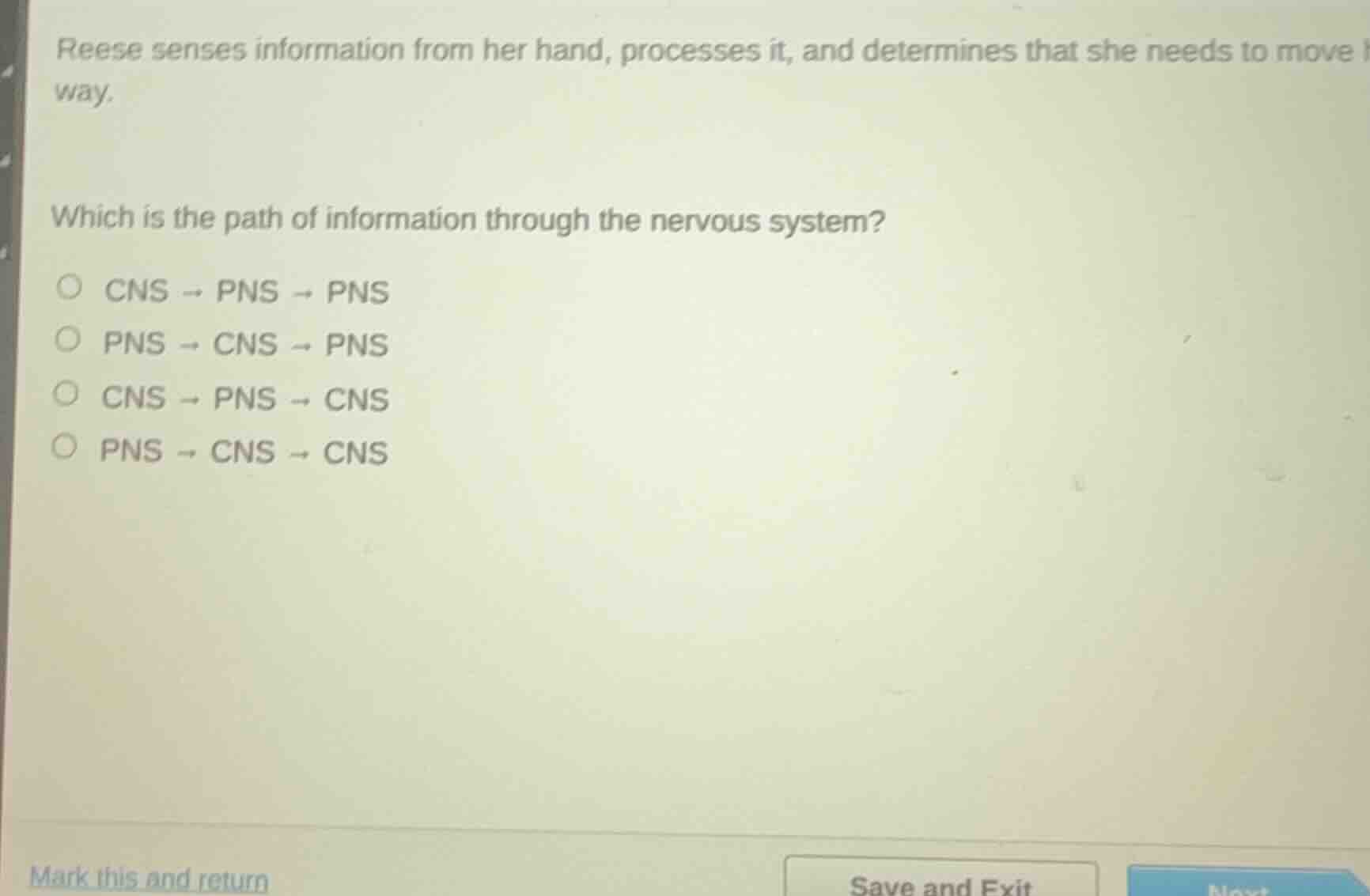 reese senses information from her hand, processes it, and determines th…