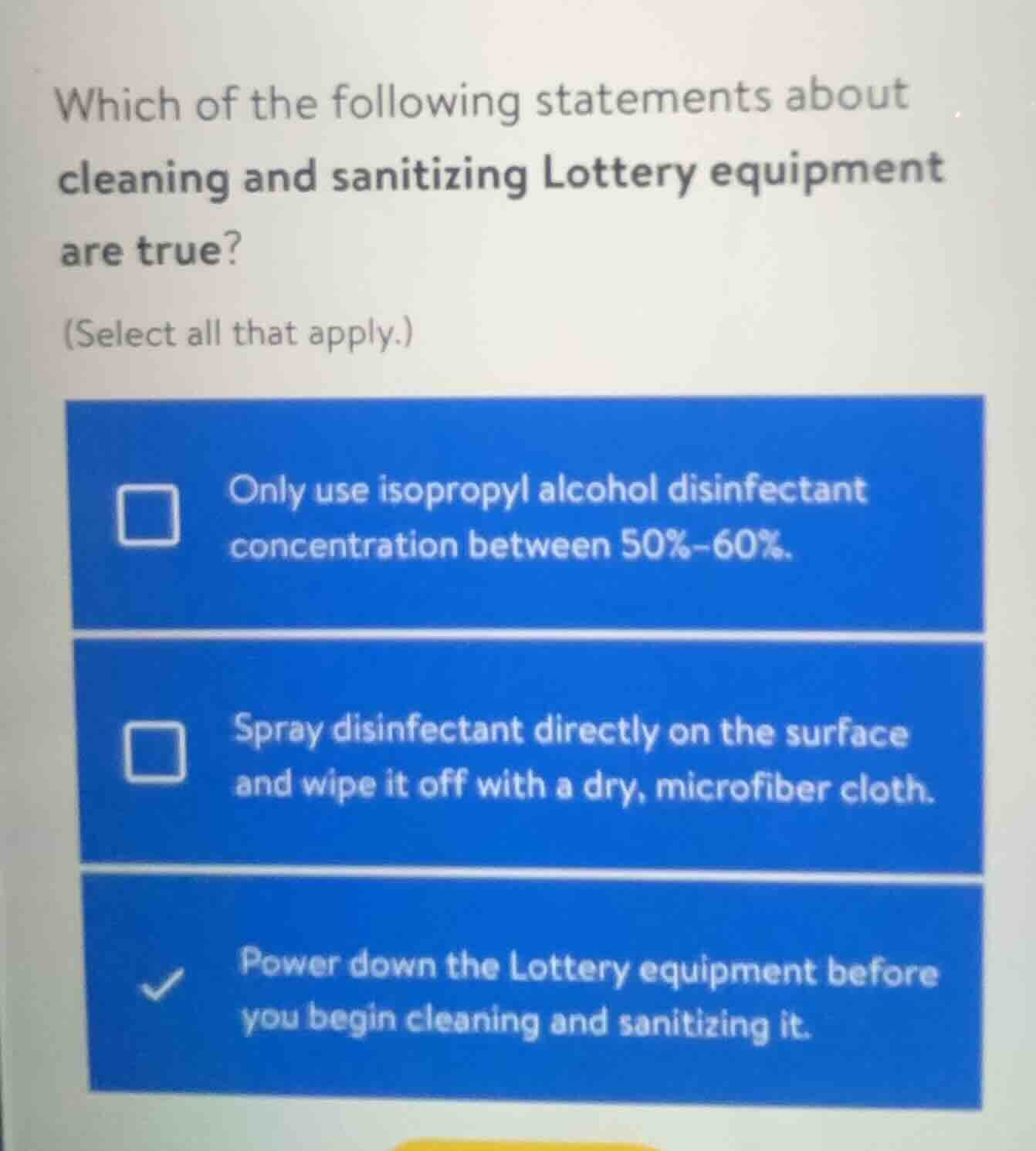 which of the following statements about cleaning and sanitizing lottery…