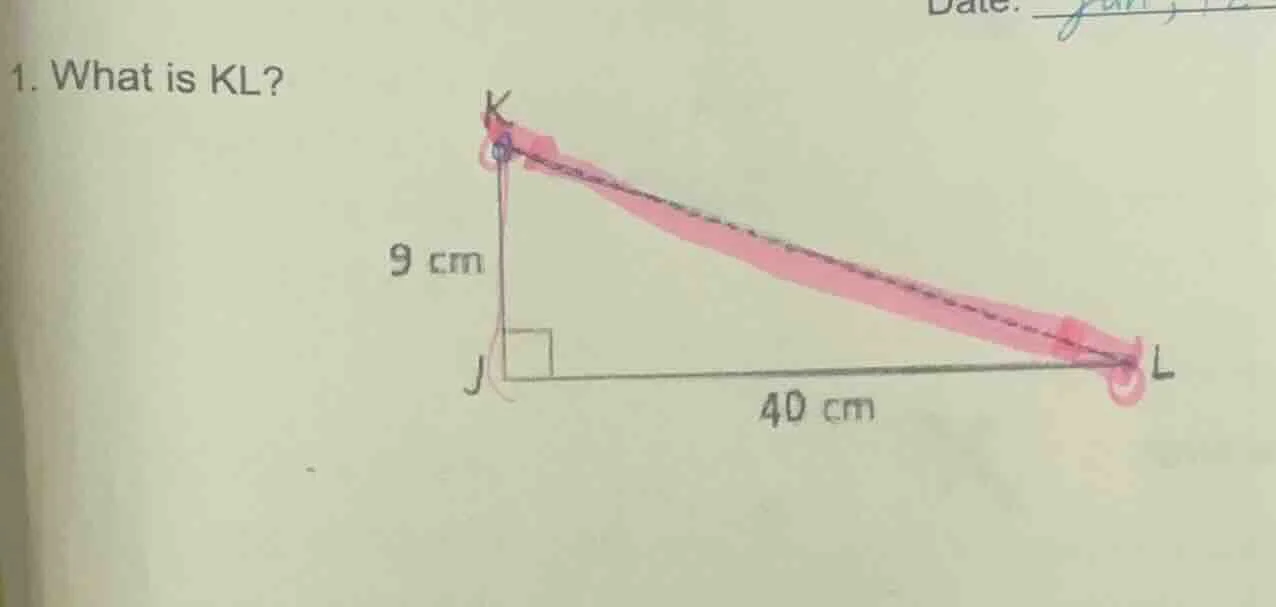 1. what is kl? image of a right triangle jkl with right angle at j, jk …