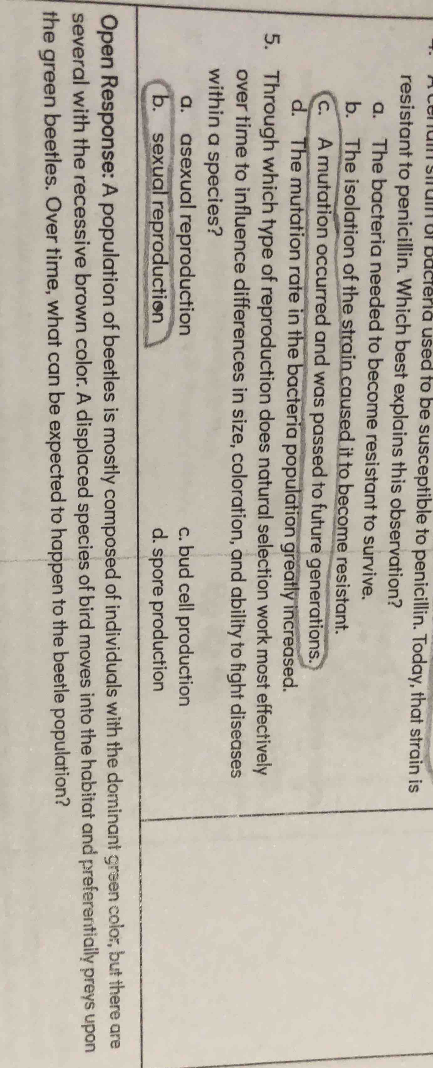 5. through which type of reproduction does natural selection work most …