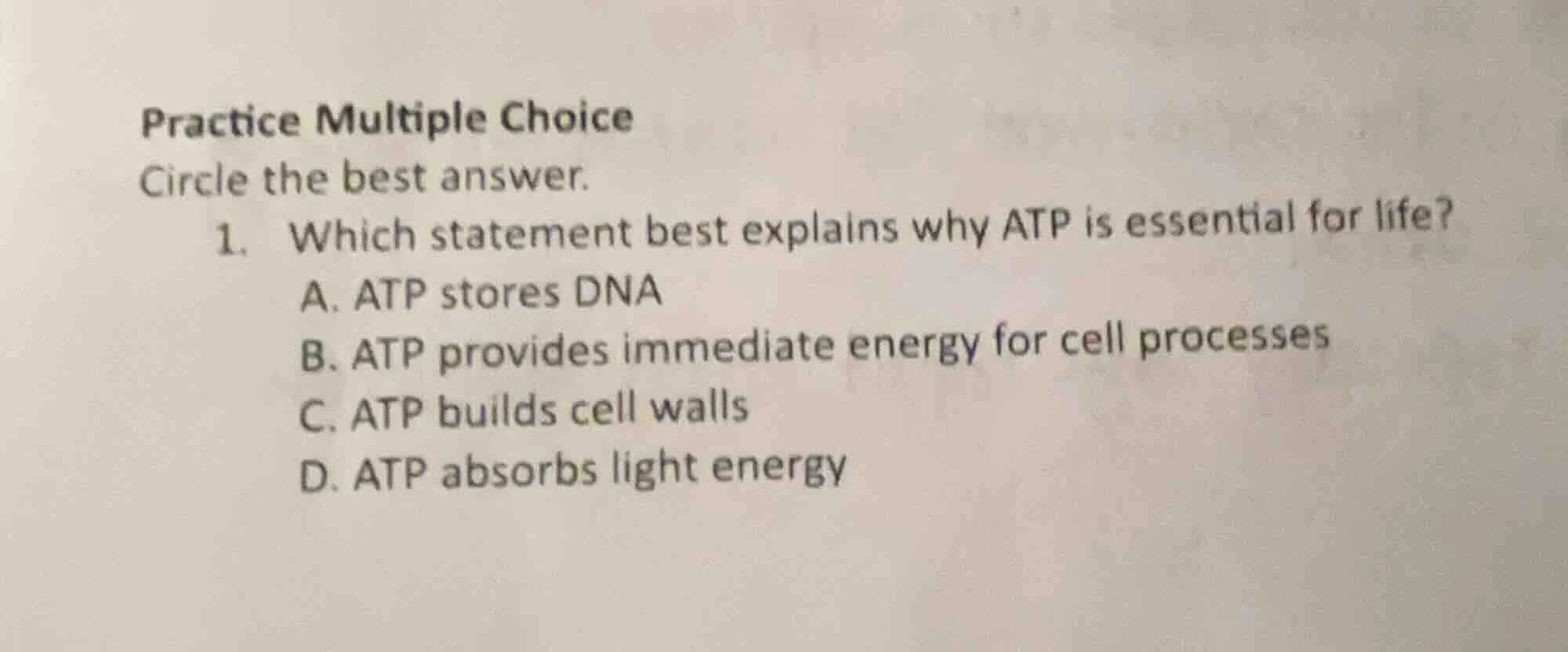 practice multiple choice circle the best answer. 1. which statement bes…