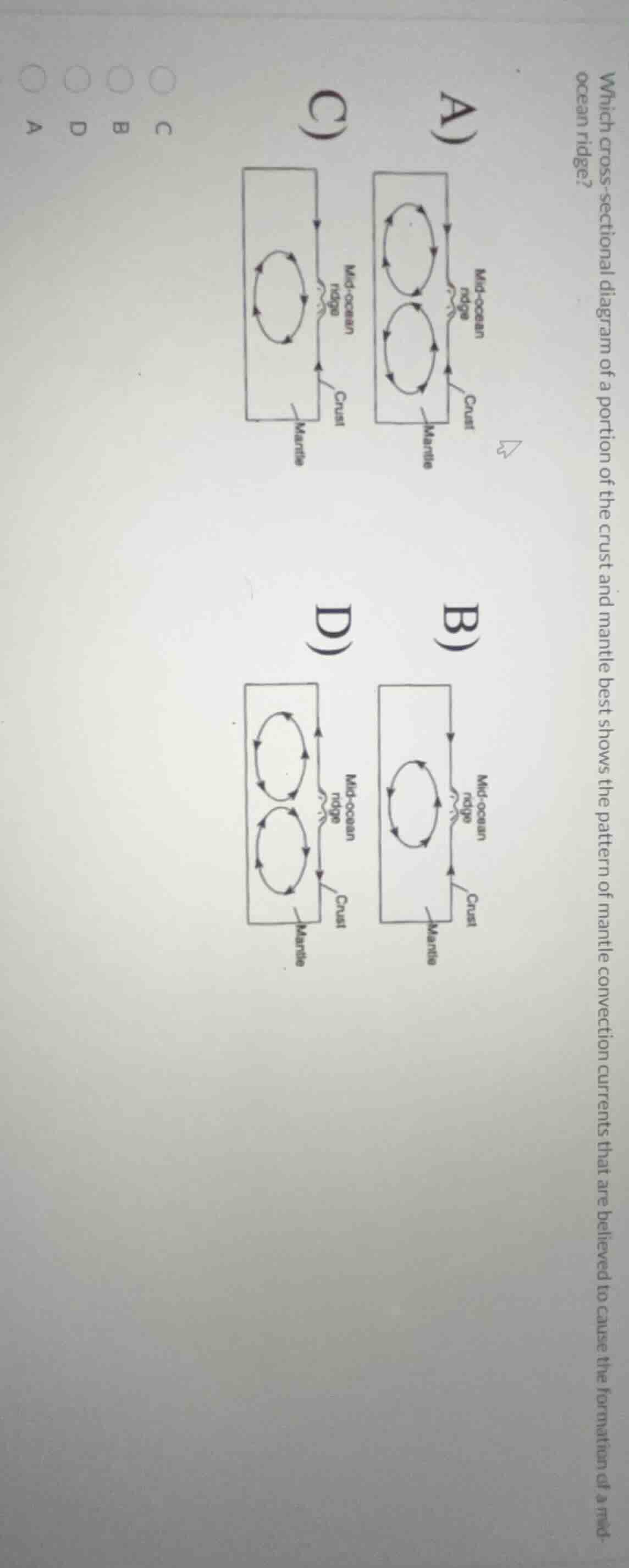 which cross - sectional diagram of a portion of the crust and mantle be…
