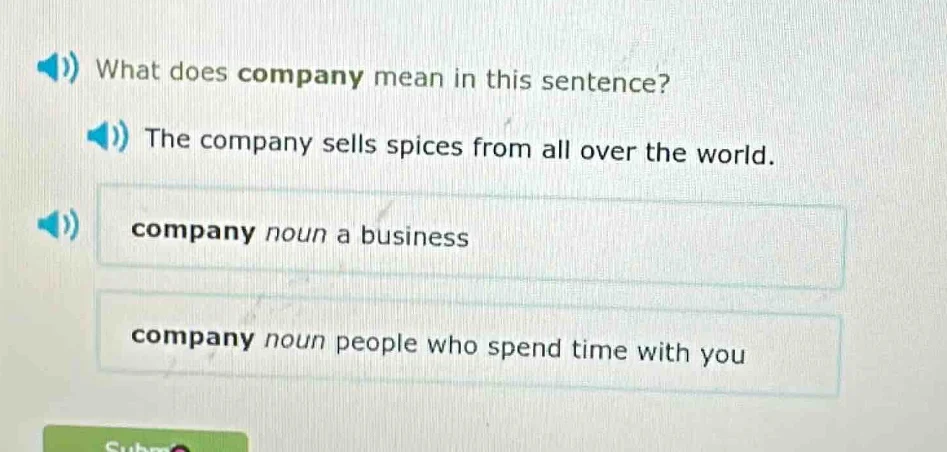 what does company mean in this sentence? the company sells spices from …