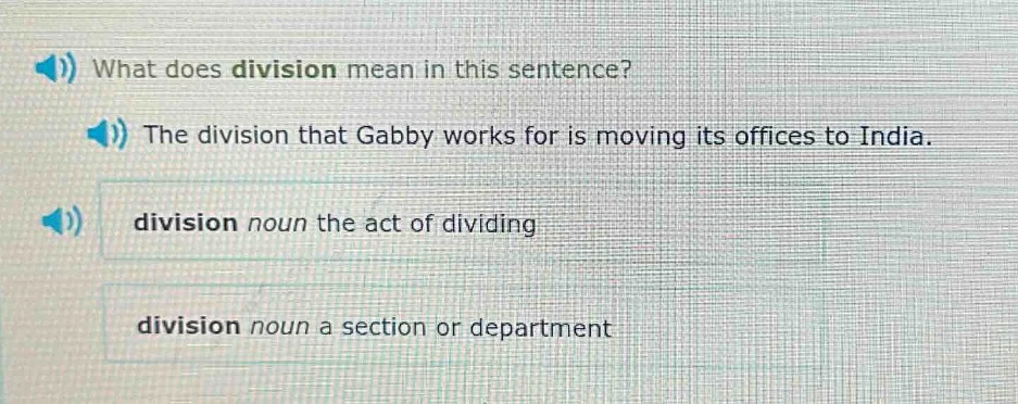 what does division mean in this sentence? the division that gabby works…