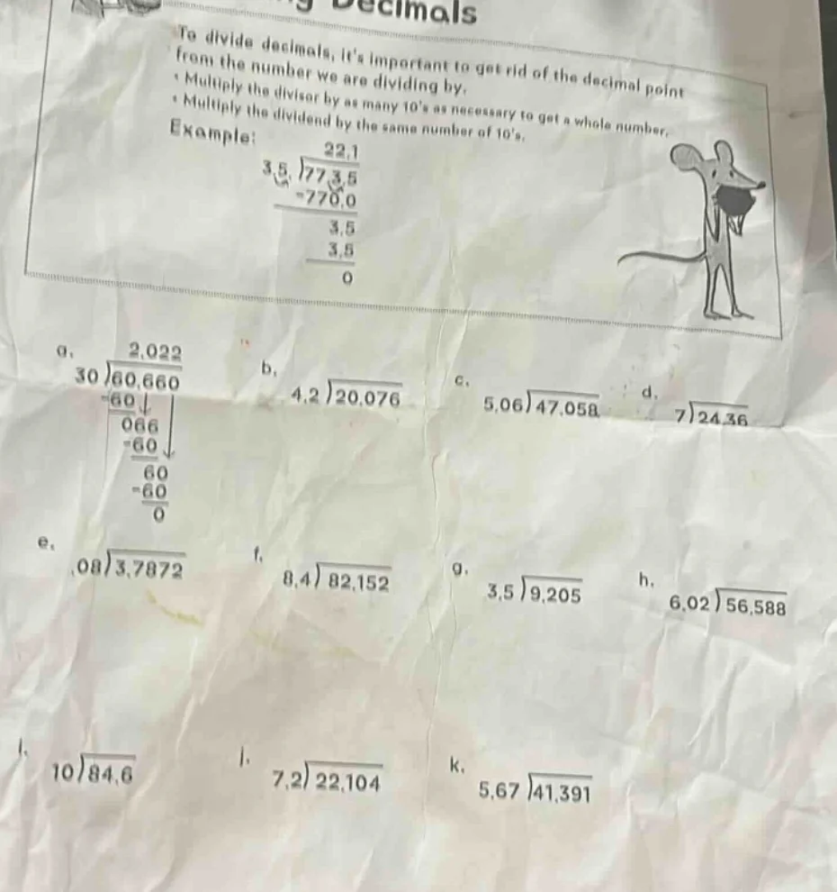 decimals to divide decimals, its important to get rid of the decimal po…