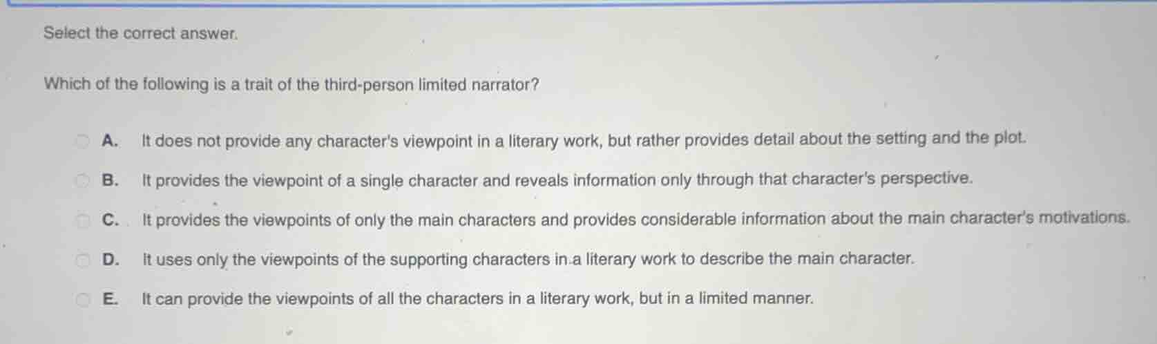select the correct answer. which of the following is a trait of the thi…