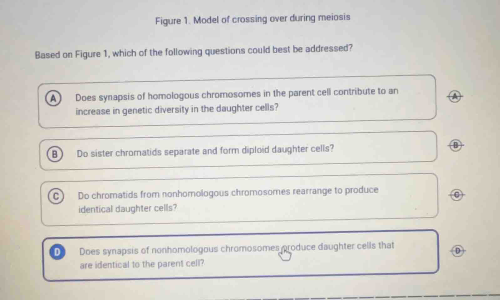 figure 1. model of crossing over during meiosis based on figure 1, whic…