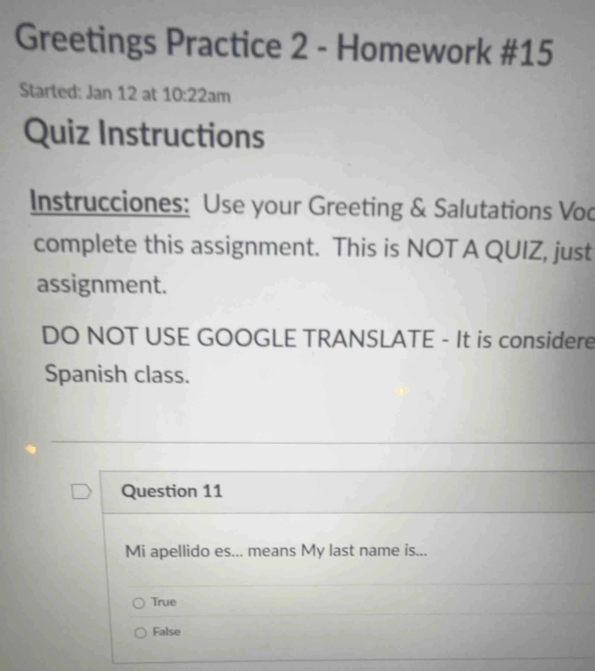 greetings practice 2 - homework #15 started: jan 12 at 10:22am quiz ins…