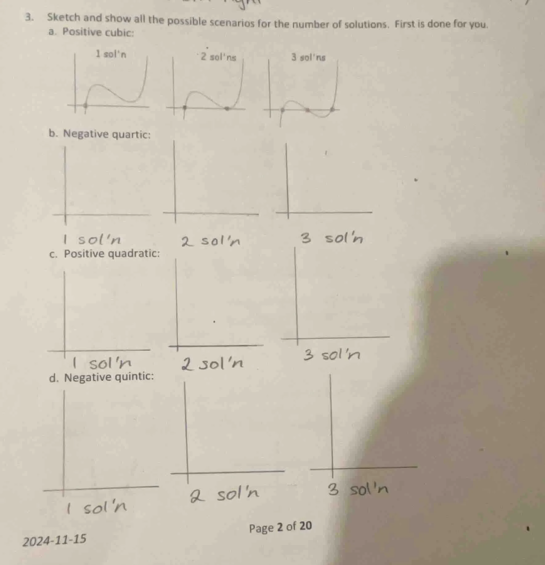 3. sketch and show all the possible scenarios for the number of solutio…