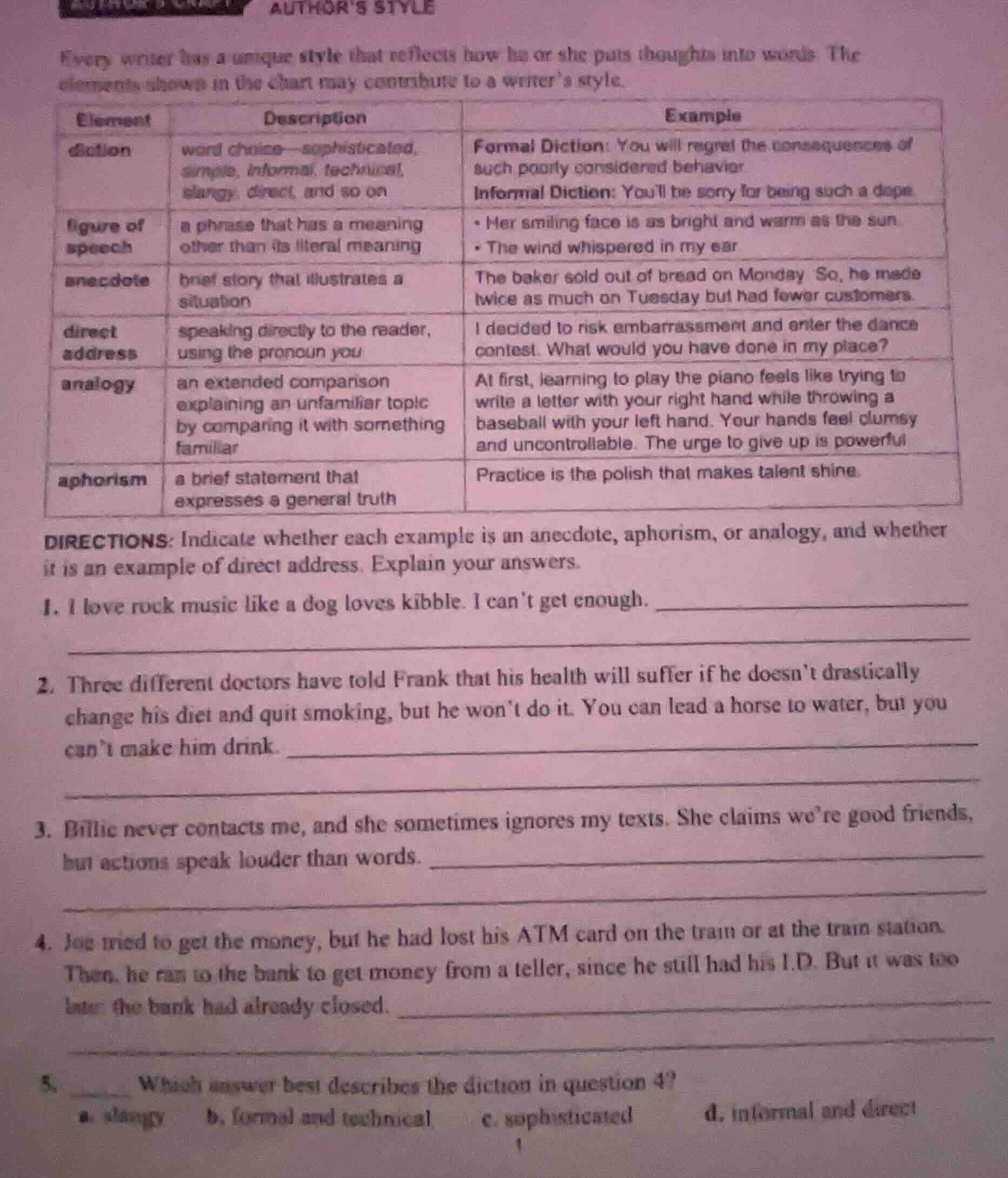 authors style every writer has a unique style that reflects how he or s…