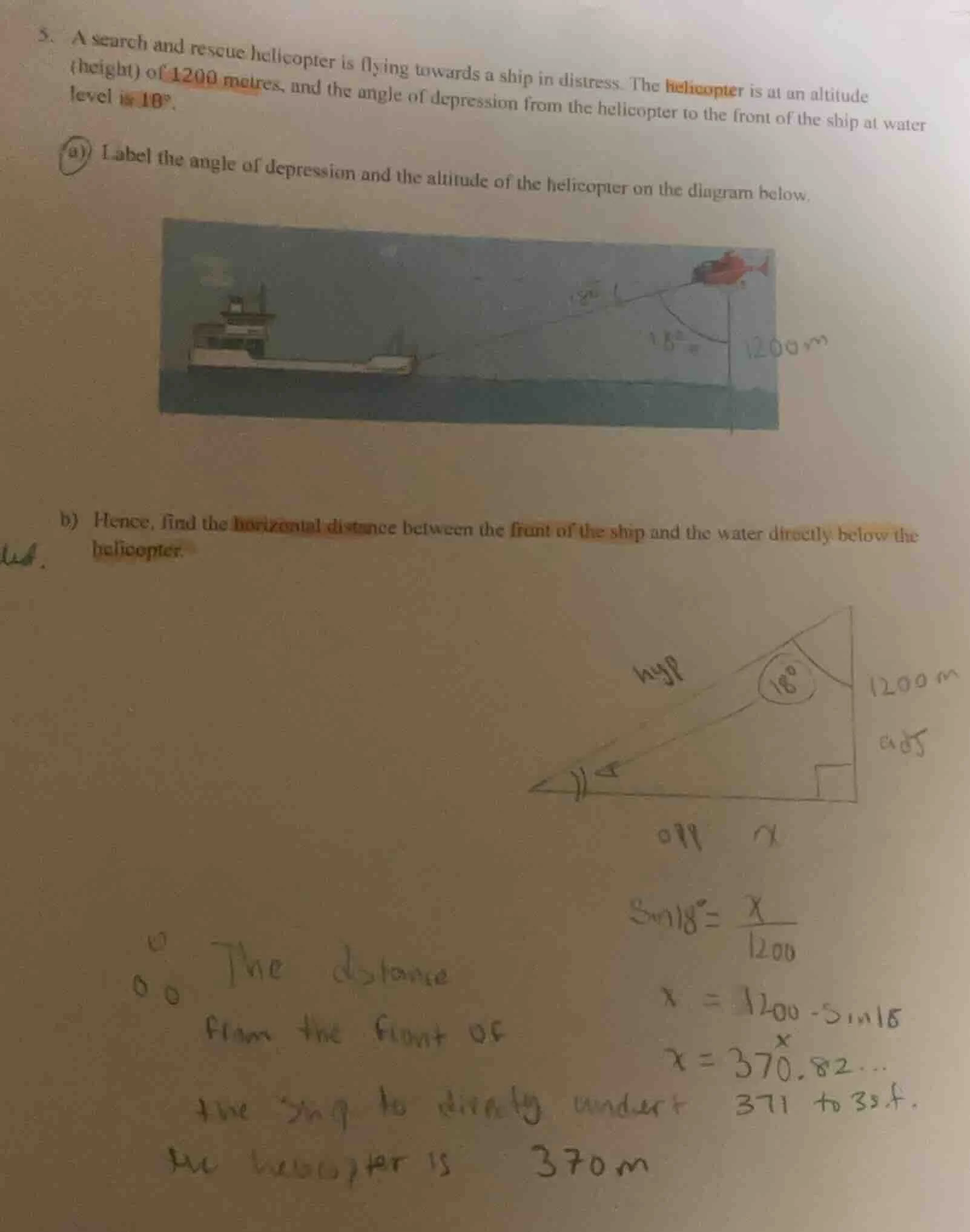 5. a search and rescue helicopter is flying towards a ship in distress.…
