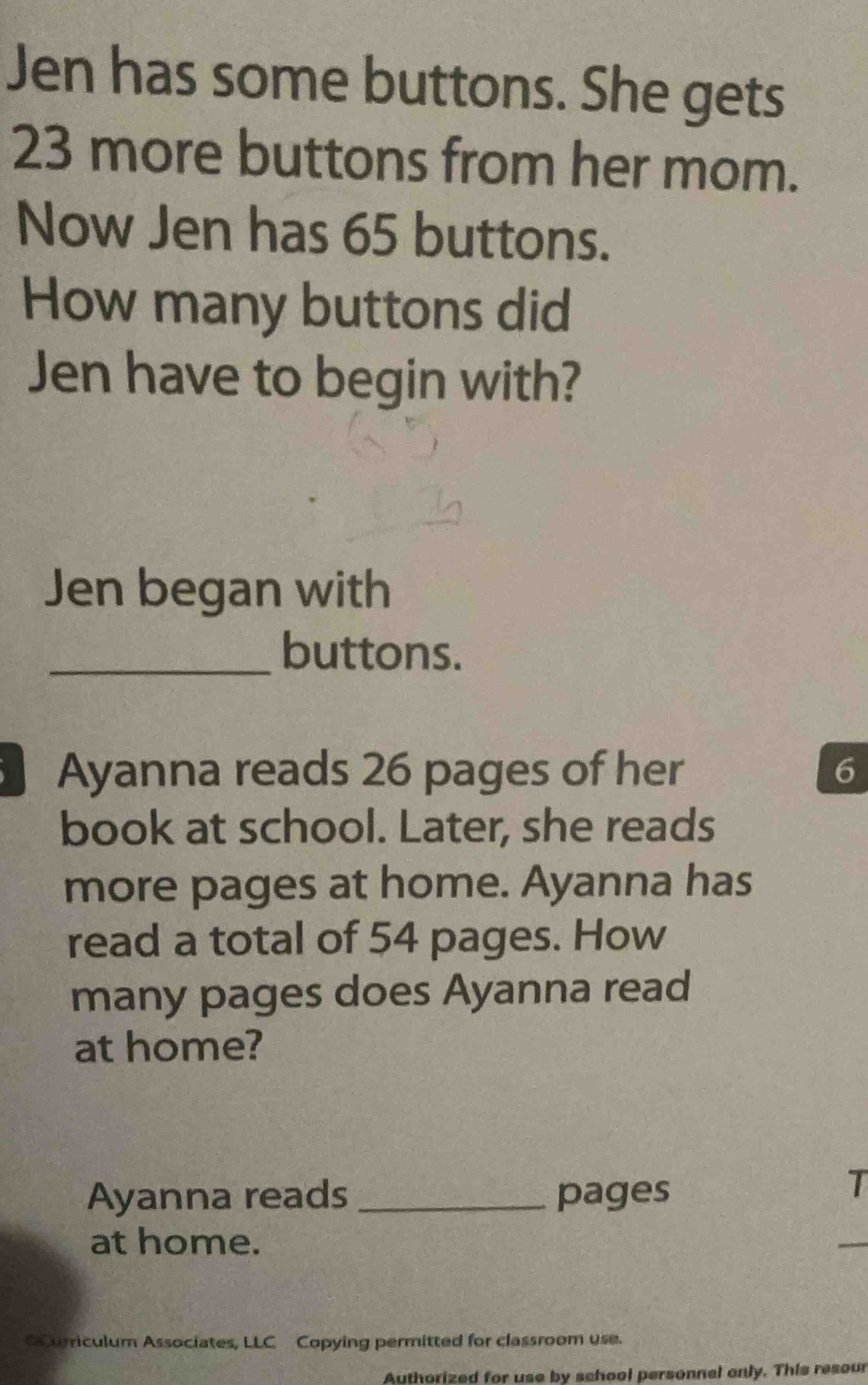 jen has some buttons. she gets 23 more buttons from her mom. now jen ha…