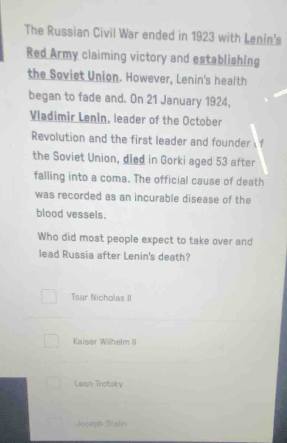 the russian civil war ended in 1923 with lenins red army claiming victo…