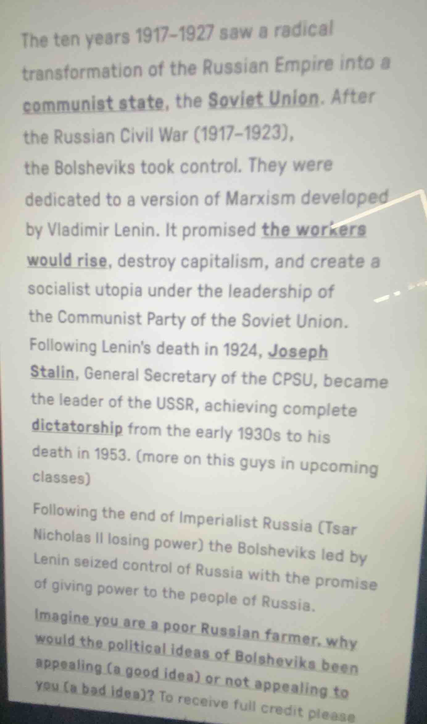 the ten years 1917-1927 saw a radical transformation of the russian emp…