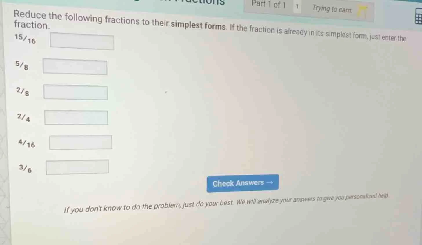 reduce the following fractions to their simplest forms. if the fraction…