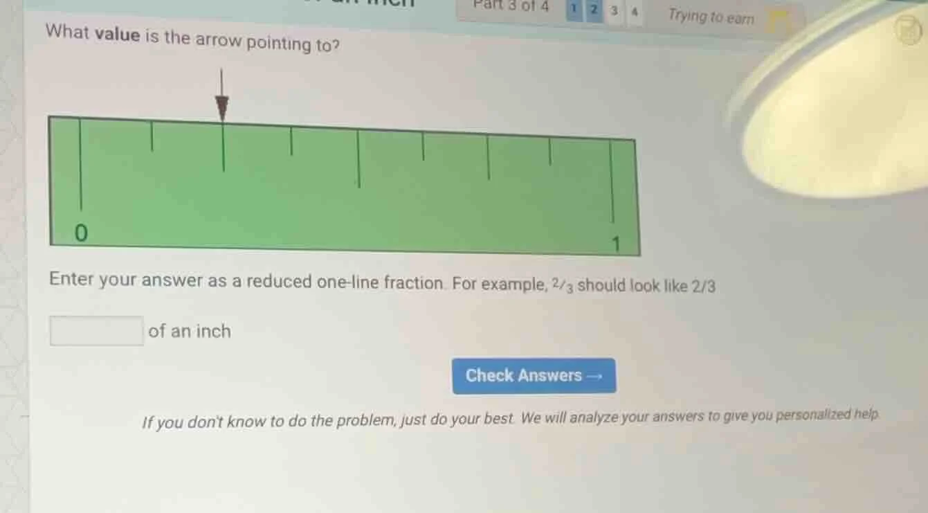what value is the arrow pointing to? image of a green ruler from 0 to 1…
