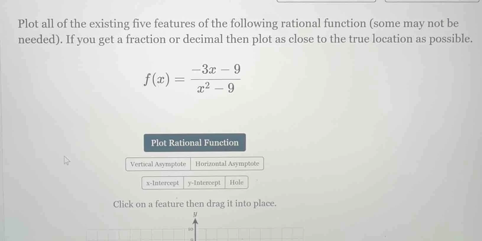 plot all of the existing five features of the following rational functi…