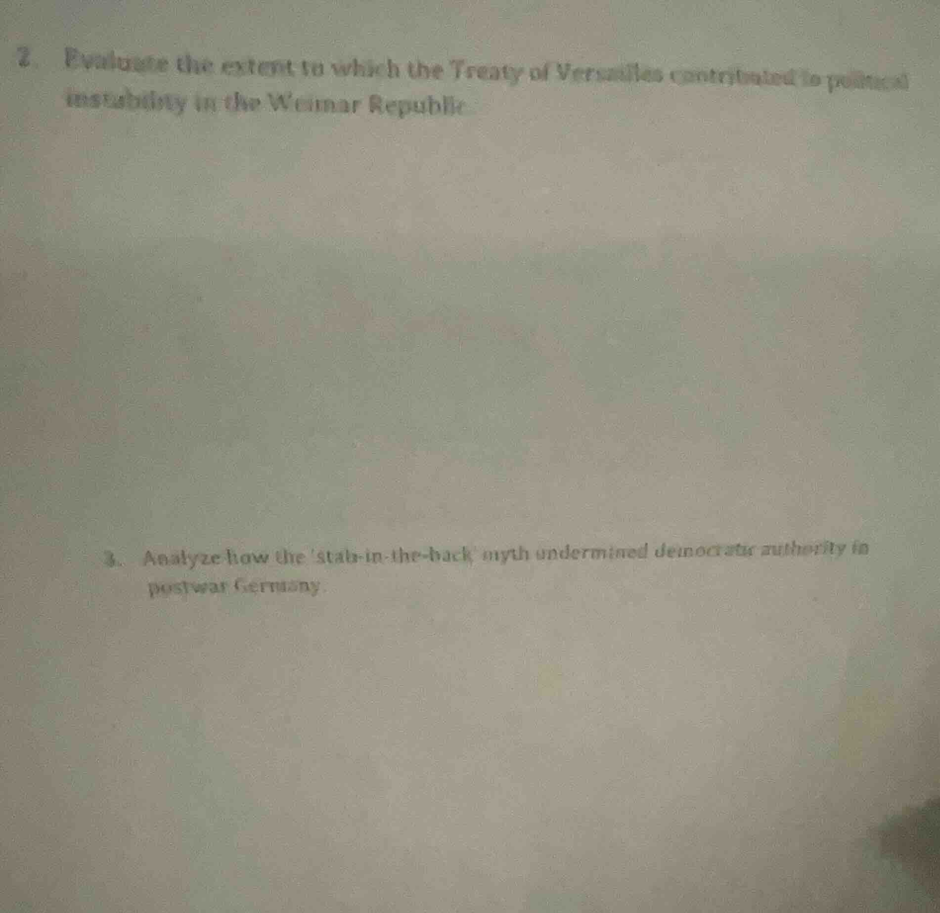 2. evaluate the extent to which the treaty of versailles contributed to…
