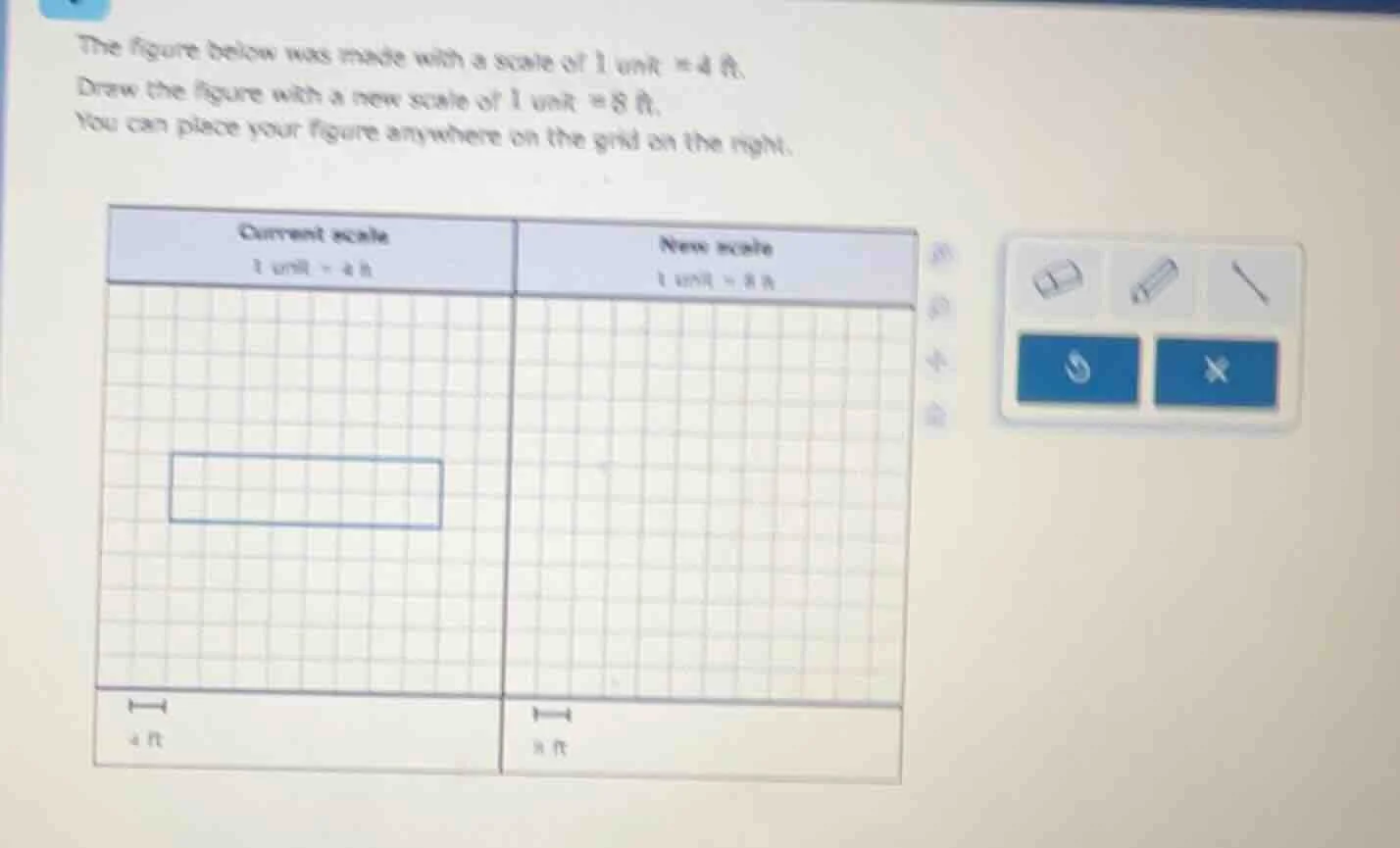 the figure below was made with a scale of 1 unit = 4 ft. draw the figur…