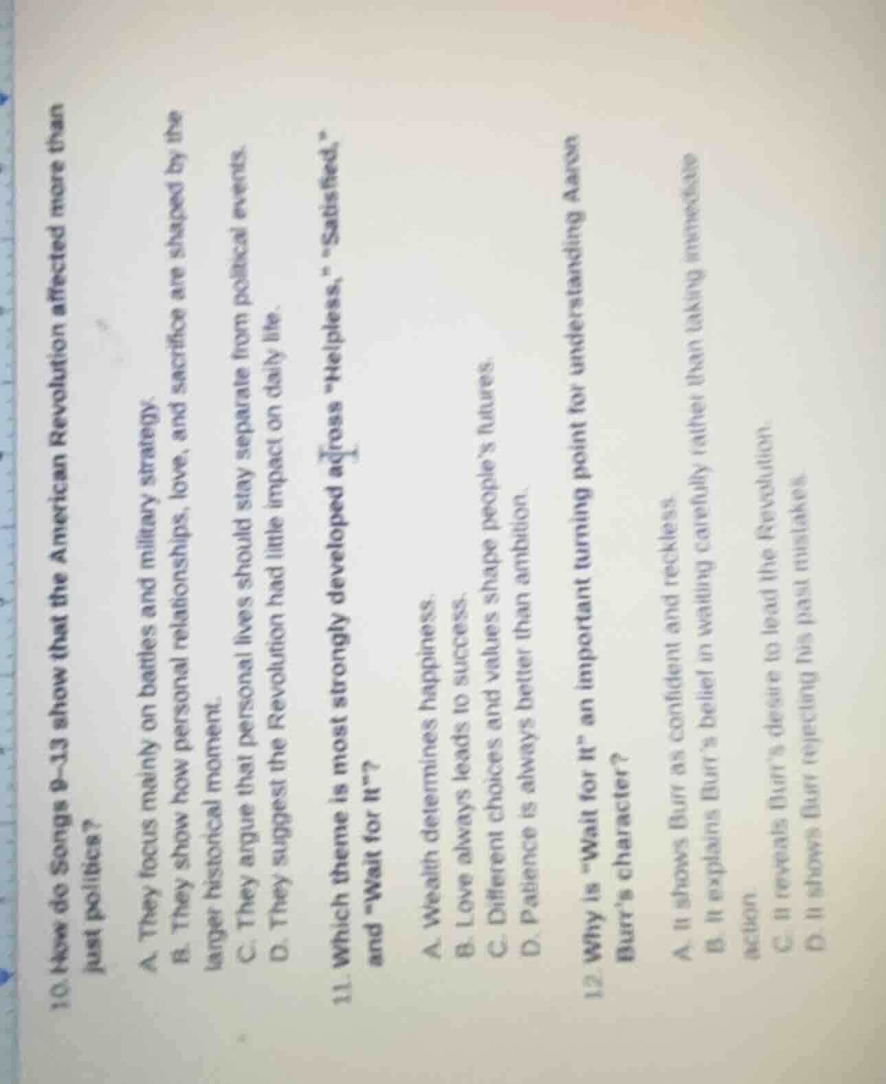 10. how do songs 9 - 13 show that the american revolution affected more…