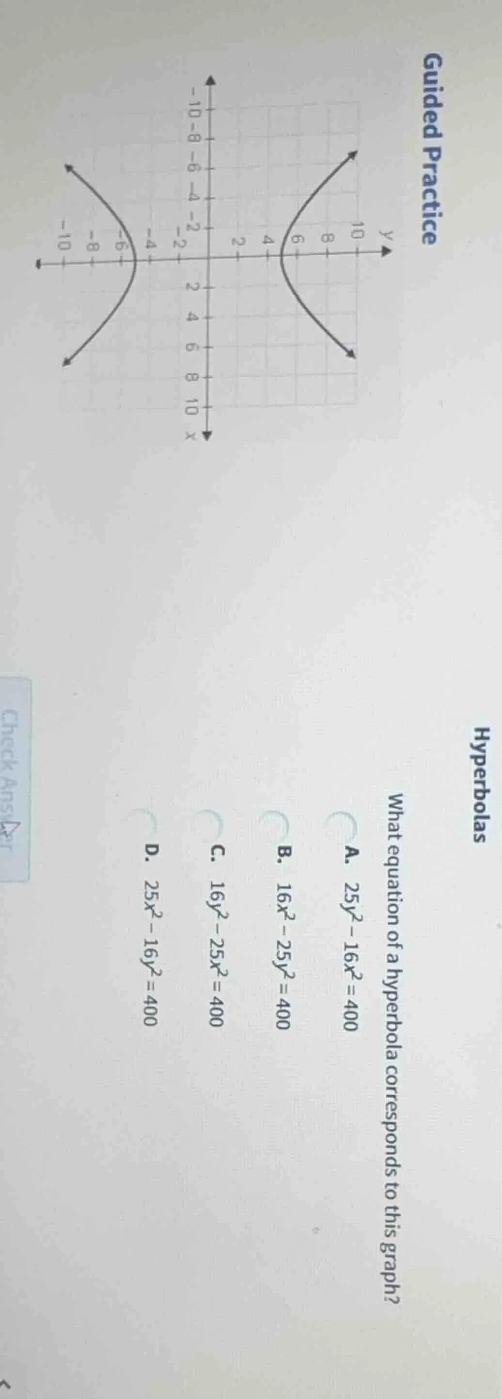 guided practice hyperbolas what equation of a hyperbola corresponds to …