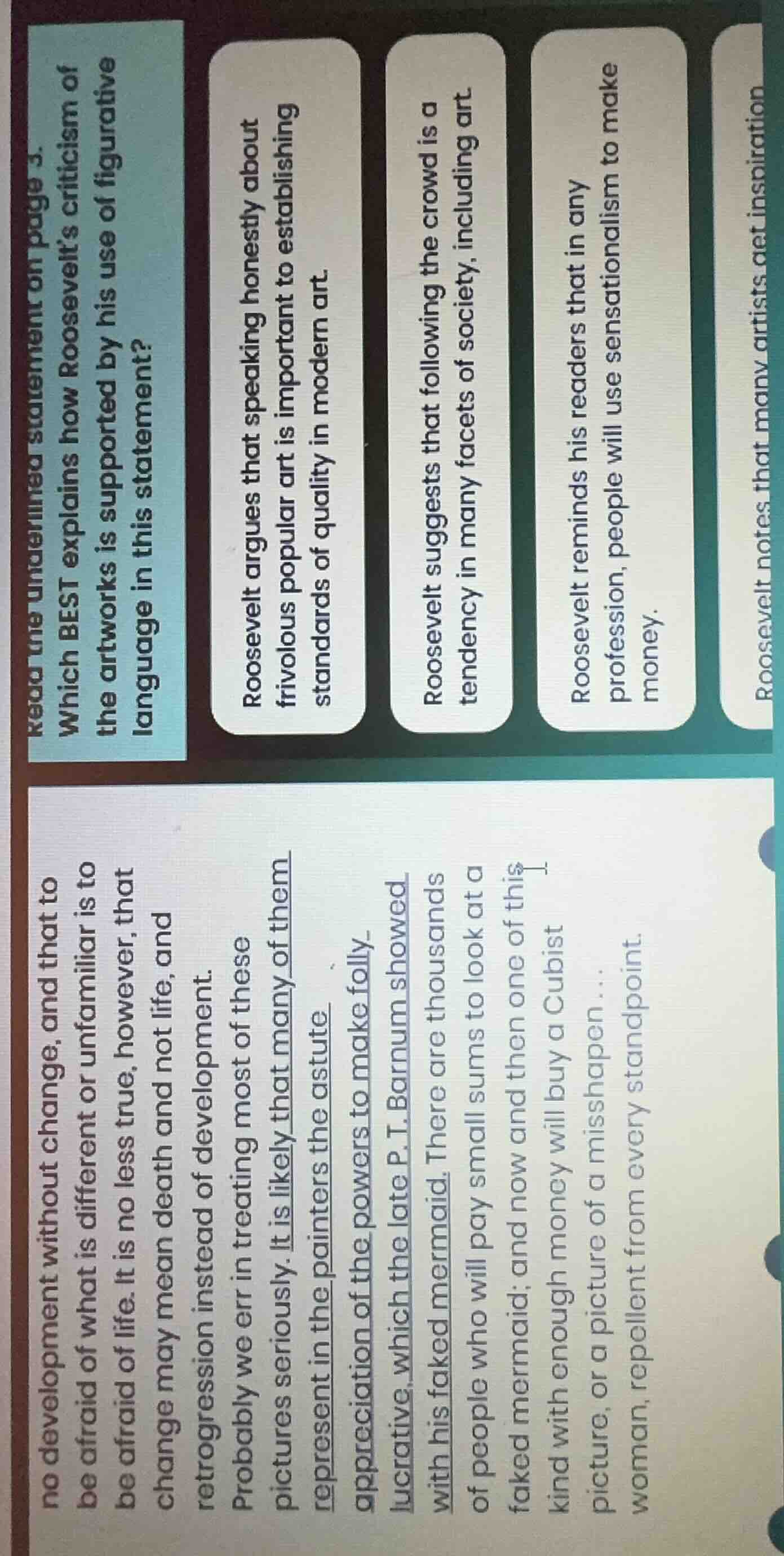 read the underlined statement on page 3. which best explains how roosev…