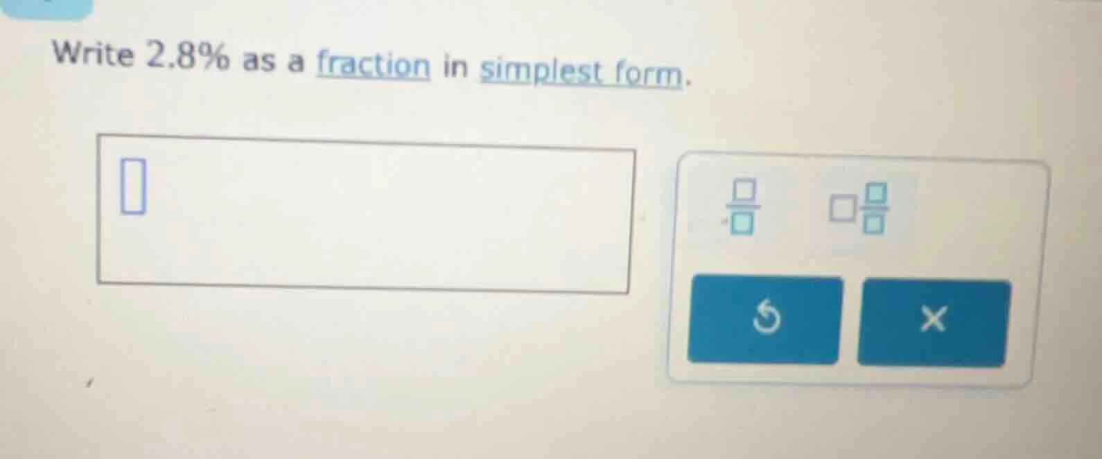 write 2.8% as a fraction in simplest form.