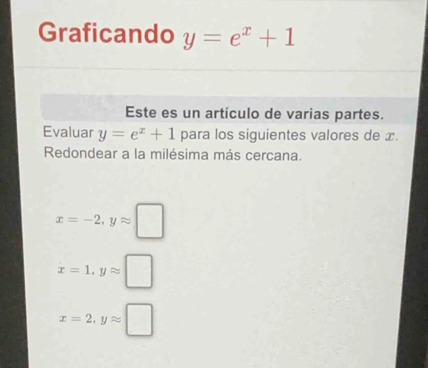 grafícando $y = e^x + 1$ este es un artículo de varias partes. evaluar …