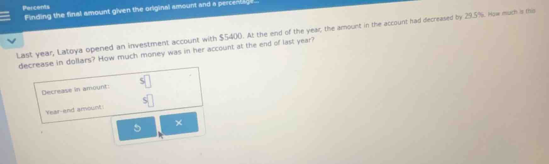 percents finding the final amount given the original amount and a perce…