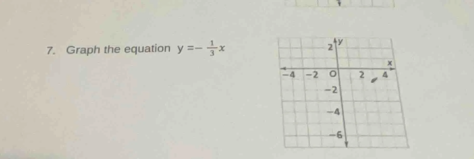 7. graph the equation $y = -\\frac{1}{3}x$