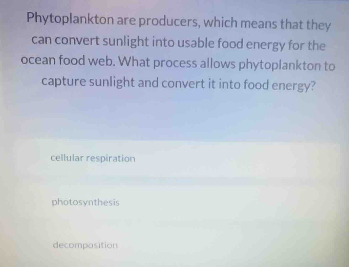 phytoplankton are producers, which means that they can convert sunlight…