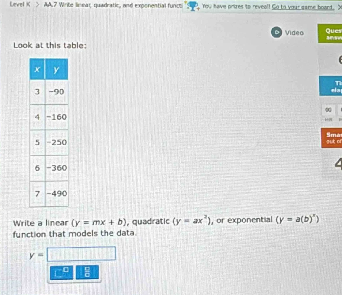 level k > aa.7 write linear, quadratic, and exponential functi you have…