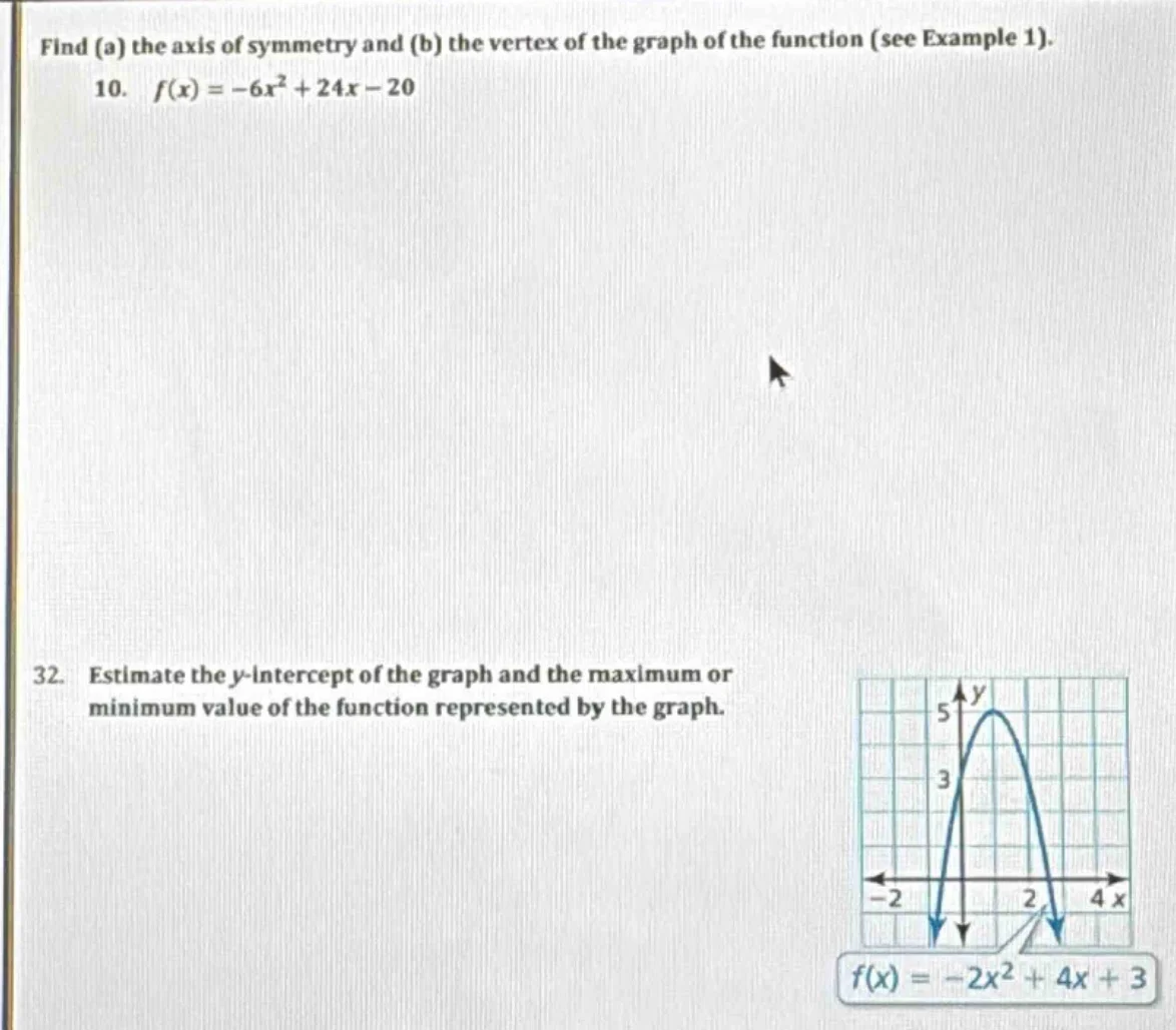 find (a) the axis of symmetry and (b) the vertex of the graph of the fu…